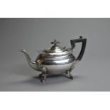 A GEORGE V SILVER OBLONG TEAPOT. Hallmarked Sheffield, 1931, makers marks for Walker & Hall, with