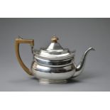 A GEORGE III SILVER OBLONG TEAPOT. Hallmarked London, 1804, makers marks for Thomas Johnson, with