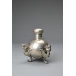 A CHINESE EXPORT SILVER TEA CADDY, LUEN HING SHANGHAI, active c.1875 - 1930. Of globular form with