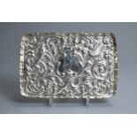 A VICTORIAN SILVER EMBOSSED RECTANGULAR DRESSING-TABLE TRAY. Hallmarked, London, 1894, makers
