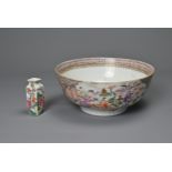 TWO CHINESE PORCELAIN ITEMS, 18/19TH CENTURY. To include a Qianlong export punch bowl decorated with