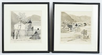 TANAKA RYOHEI (Japanese, 1933-2019) - Two Show Era limited edition etchings of provincial Japan,