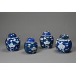 A GROUP OF CHINESE BLUE AND WHITE PORCELAIN PRUNUS JARS AND COVERS, EARLY 20TH CENTURY. Each of