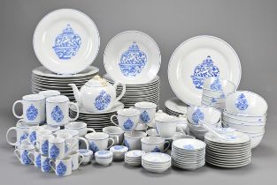 LARGE CHINESE CONTEMPORARY BLUE AND WHITE PORCELAIN DINNER SERVICE, commissioned in Hong Kong with