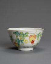 A FINE CHINESE FAMILLE ROSE PORCELAIN BALSAM PEAR BOWL, DAOGUANG MARK AND PERIOD (1820-1850)