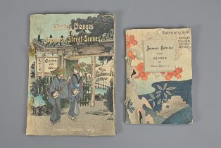 TWO JAPANESE WOODBLOCK PRINT CALENDARS IN CREPE PAPER BOOKS FOR 1901. To include 'Monthly Changes of