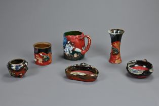A COLLECTION OF EARLY 20TH CENTURY JAPANESE SUMIDA GAWA POTTERY. Comprising: a large mug with