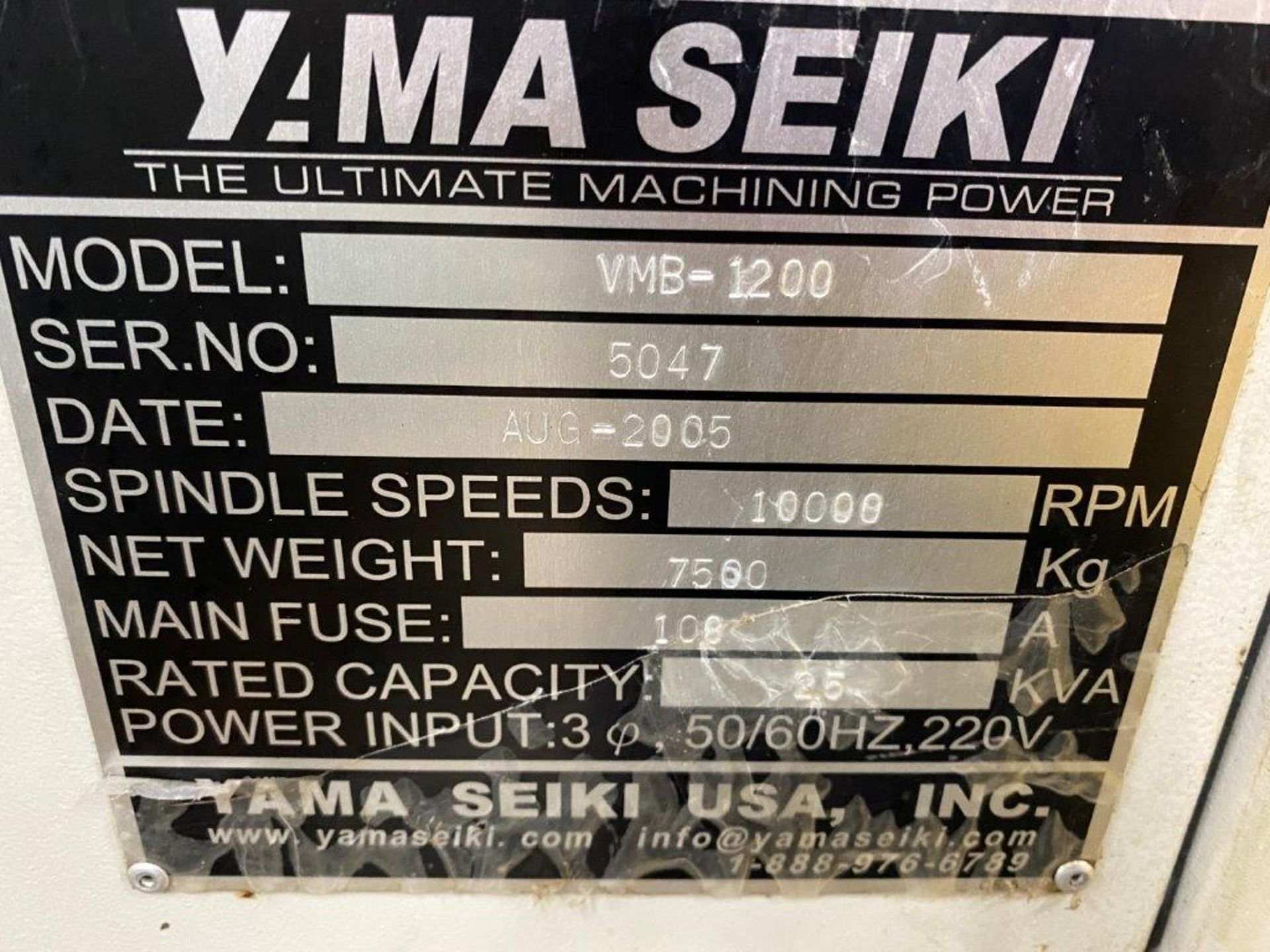 2005 YAMA SEIKI VMB-1200 10,000 RPM CNC Vertical Machining Center - Image 12 of 12