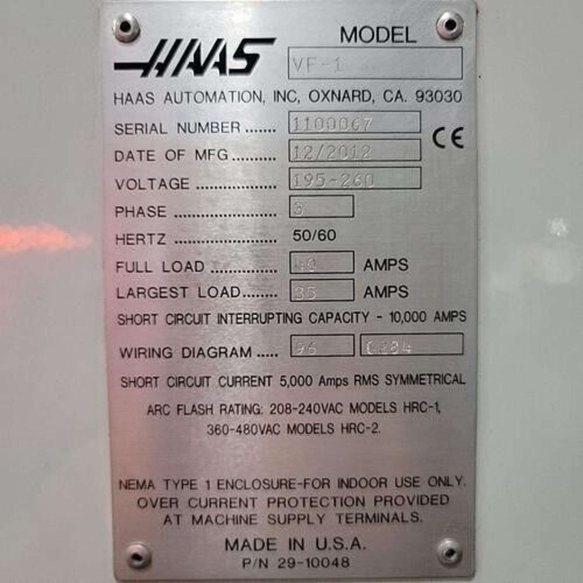 2012 HAAS VF-1 CNC Vertical Machining Center - Image 9 of 10