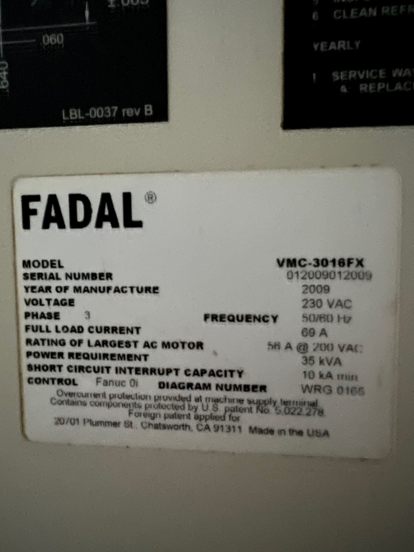 2009 FADAL VMC 3016 FX CNC VERTICAL MACHINING CENTER - Image 10 of 10