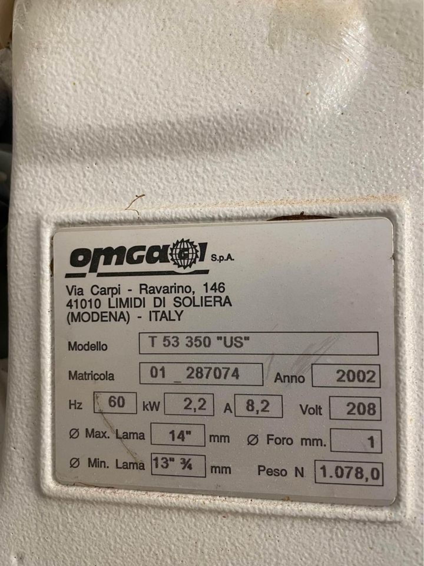 OMGA T 53 350 Pneumatic Controls Chopsaw - Image 9 of 9