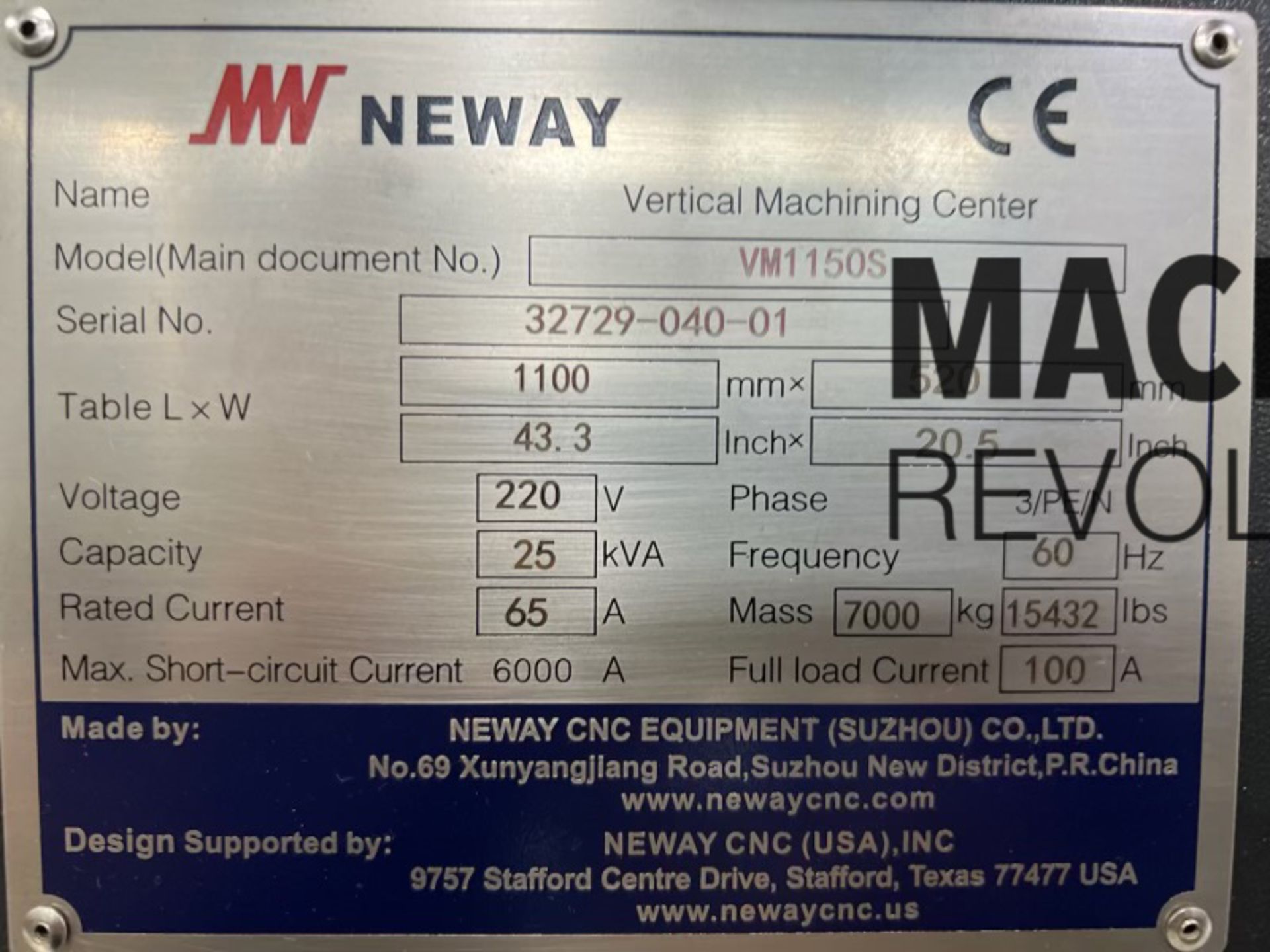 2021 Neway VM1150S 4-Axis CNC Vertical Machining Center - Bild 9 aus 9