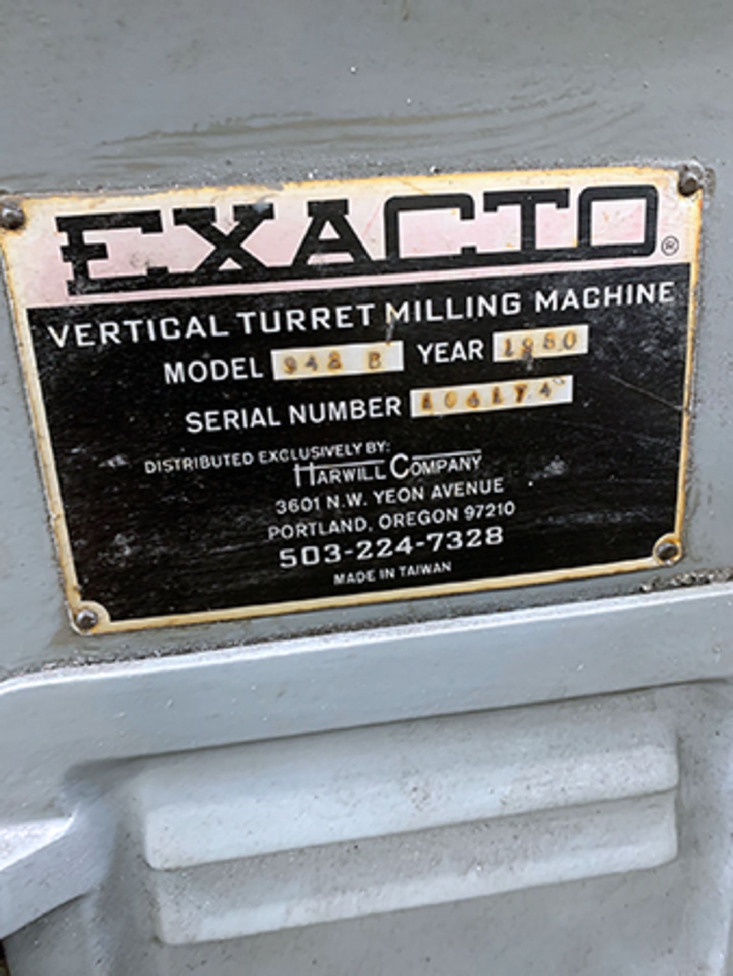 Exacto 942B Vertical Milling Machine - Image 6 of 6