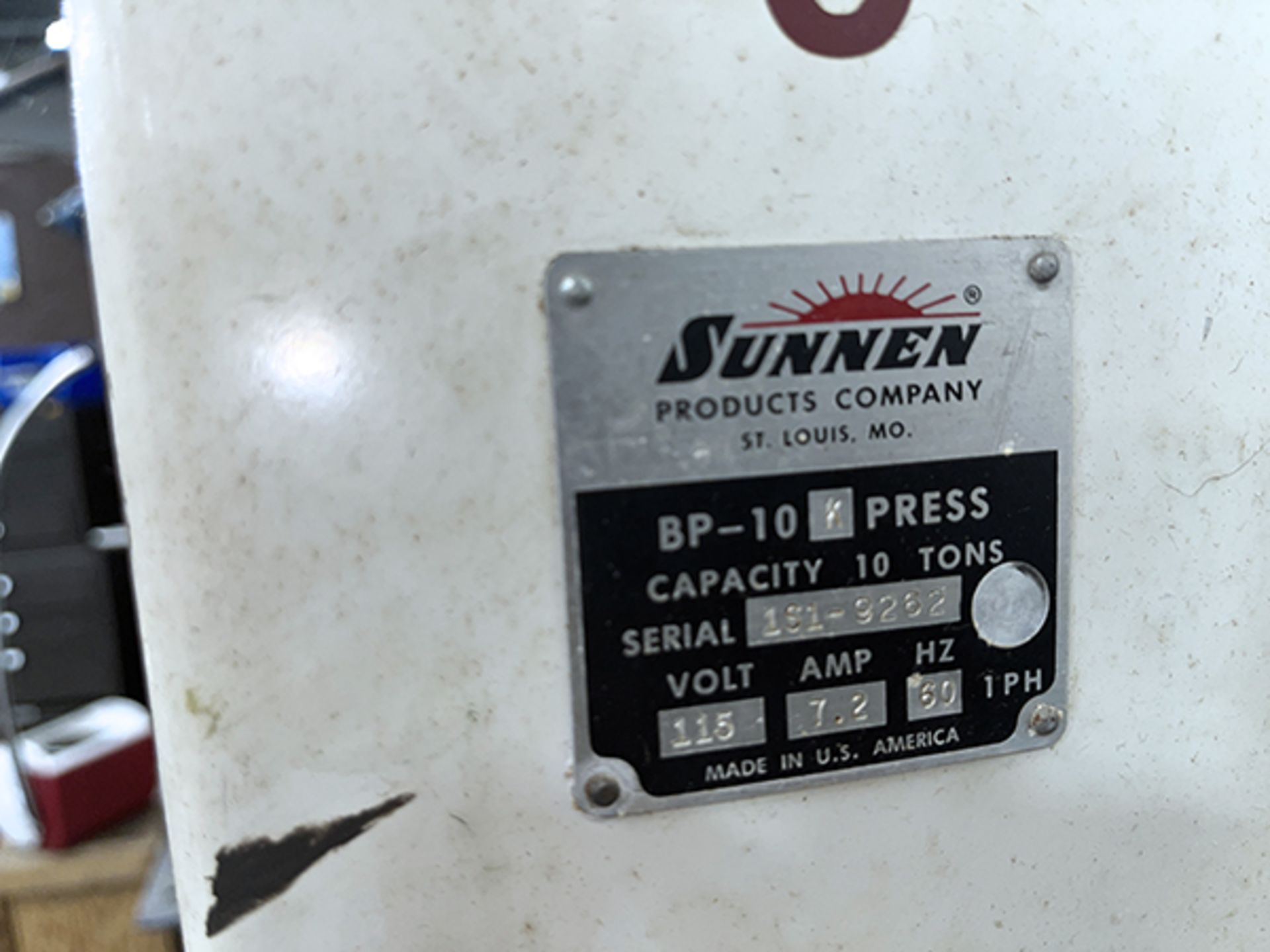 Sunnen BP10-K Hydraulic Shop Press - Image 9 of 9