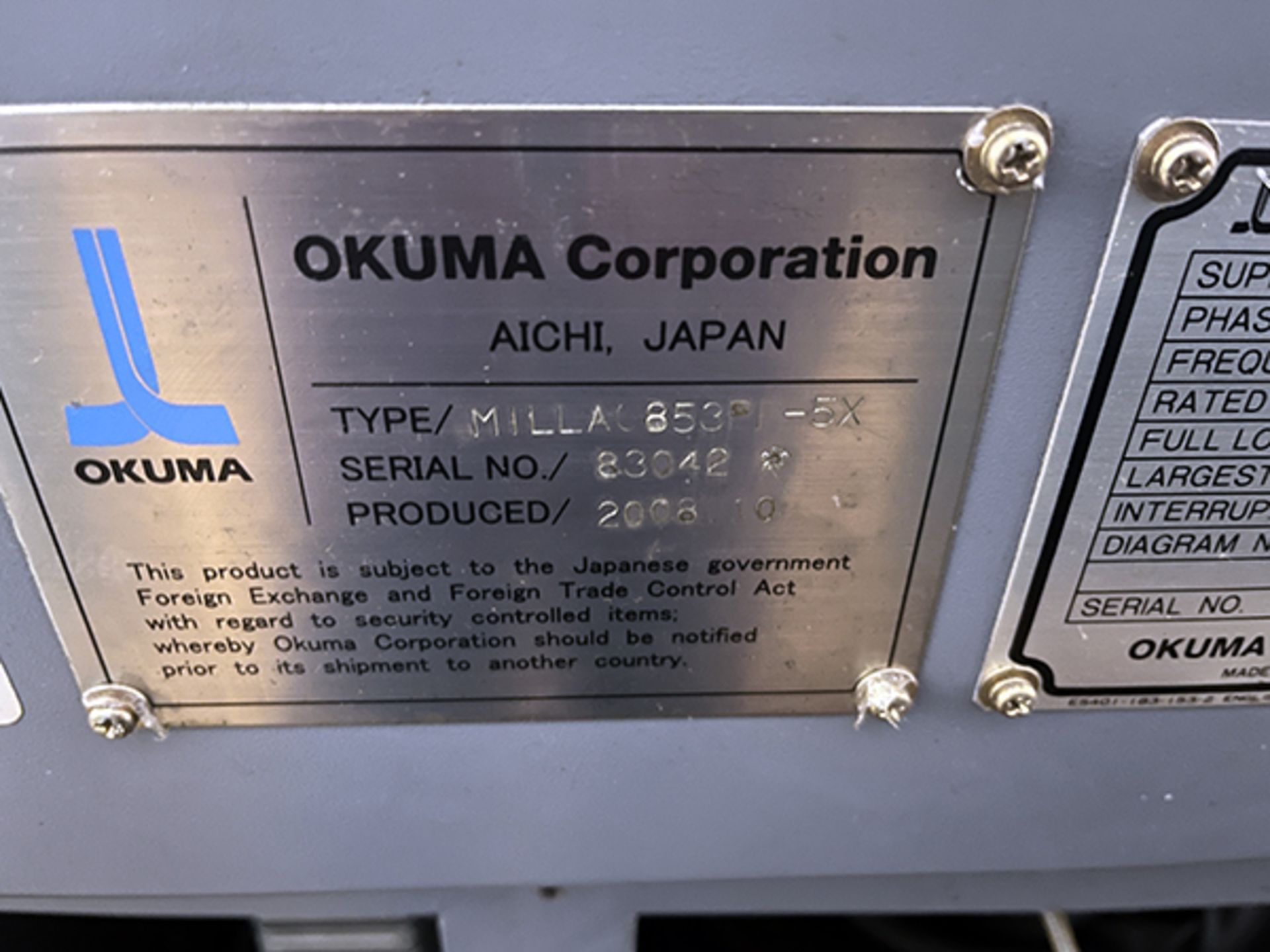Okuma Millac 853PF-5X 5-Axis Machining Center (2008) - Image 15 of 37