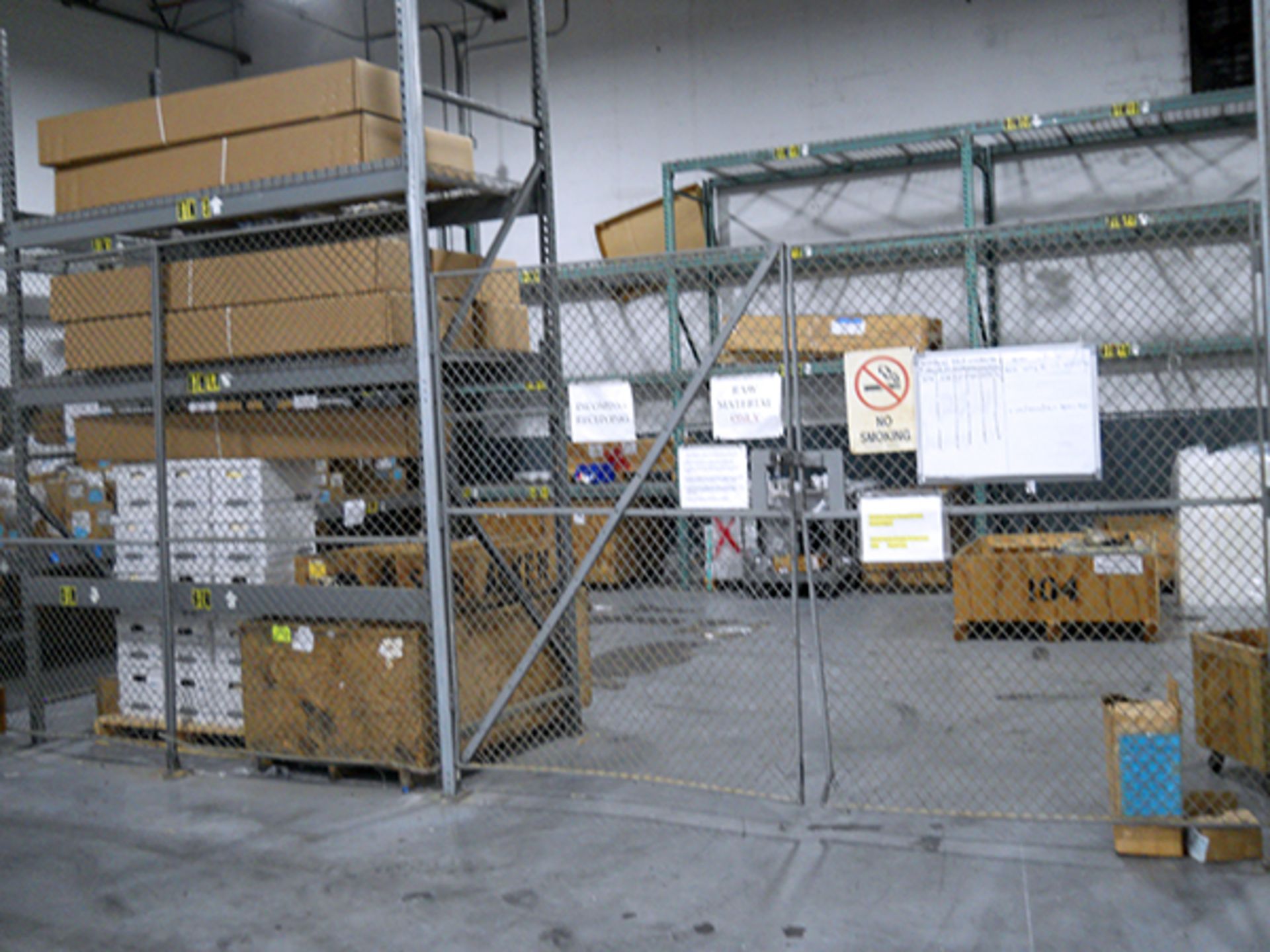 Caged Storage Area & 9 Sections of Pallet Racking