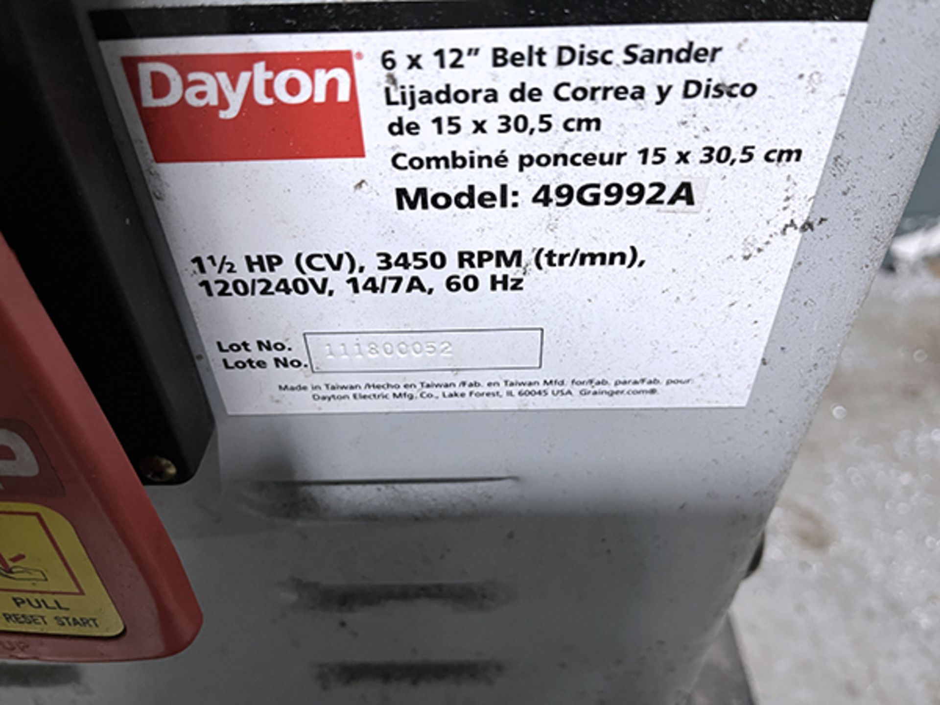 Dayton 49G992A Belt/Disc Sander - Image 7 of 8