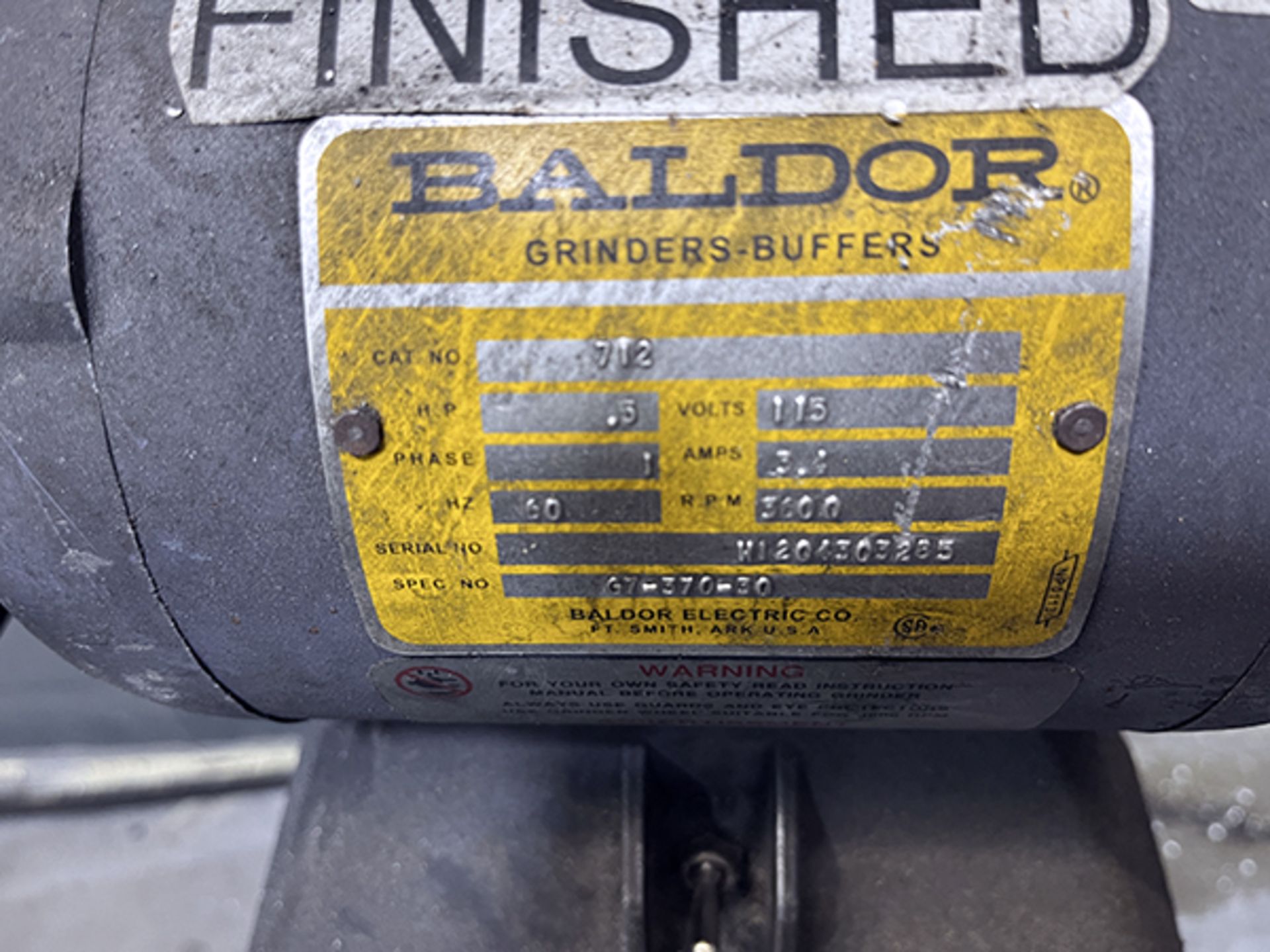 Baldor #712 Dual End Pedestal Grinder - Image 4 of 5