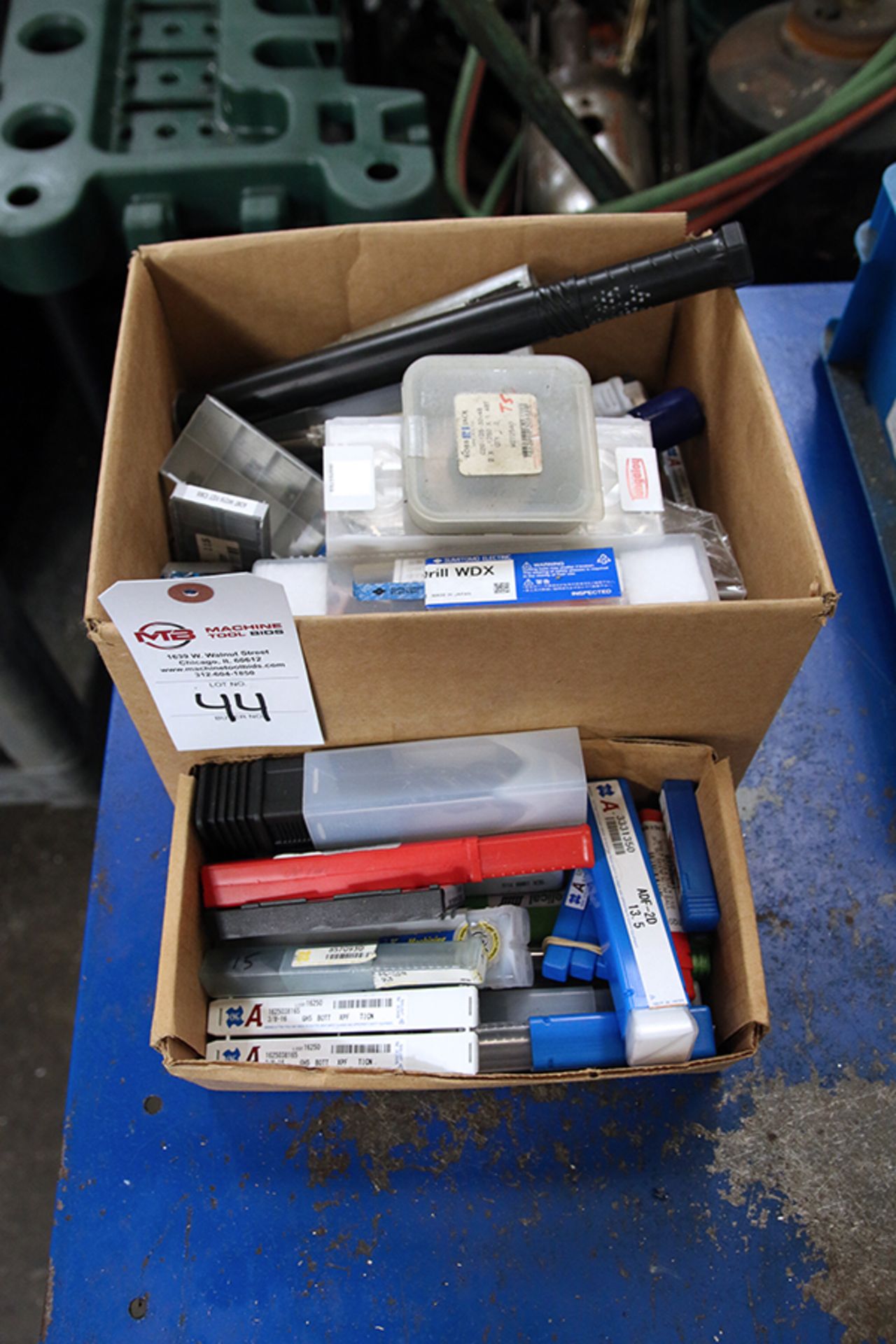 (2) Boxes/Bins of Misc. Drill Bits and Tools