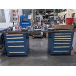 96"x30" Workbench with (2) Stanley Vidmar Heavy Duty Parts Storage Cabinets