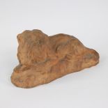 Albert HAGER (1857-1940), terracotta lying lion, signed and dated 1928