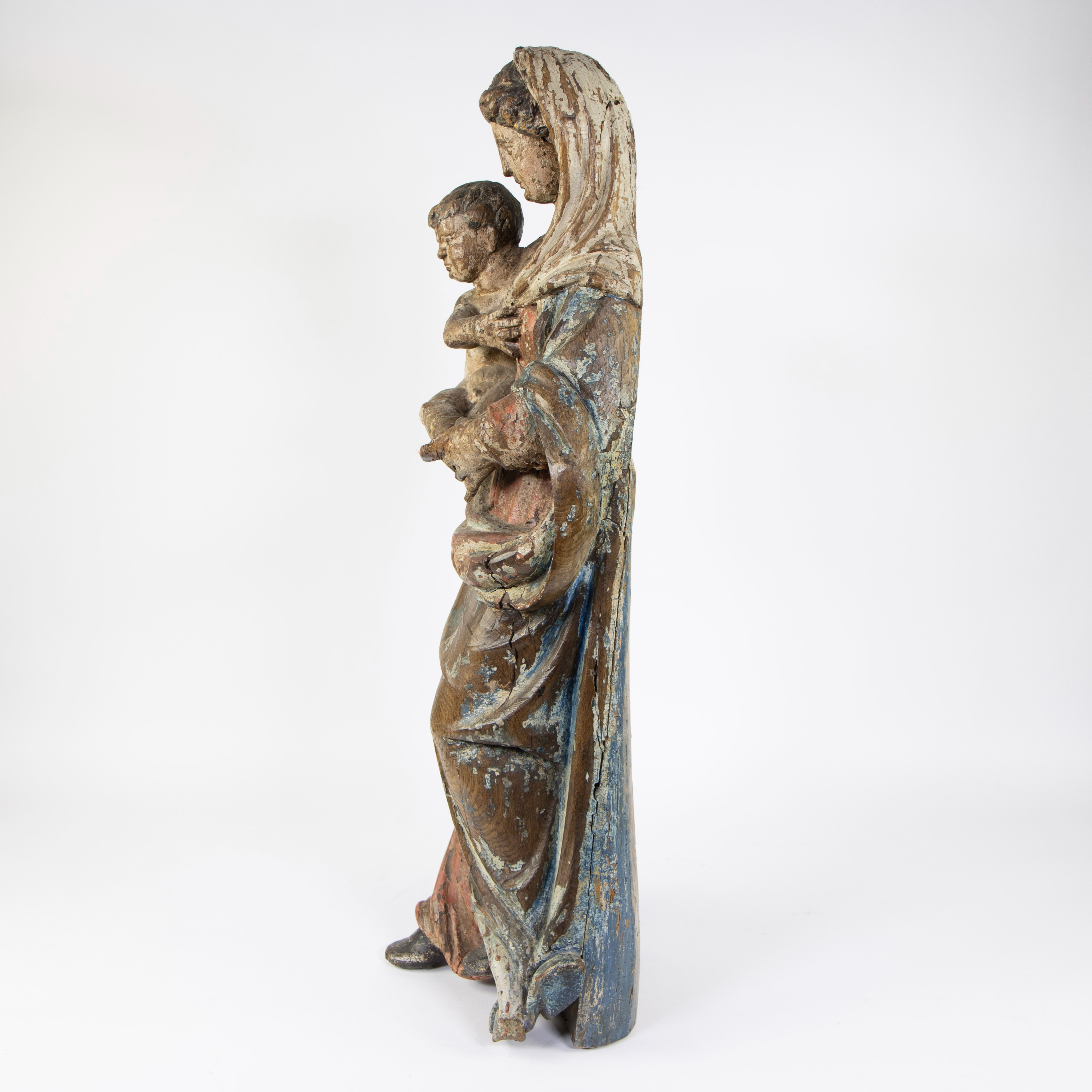 Wooden statue of Madonna with child Jesus, original polychromy, late 17th early 18th century - Image 3 of 5