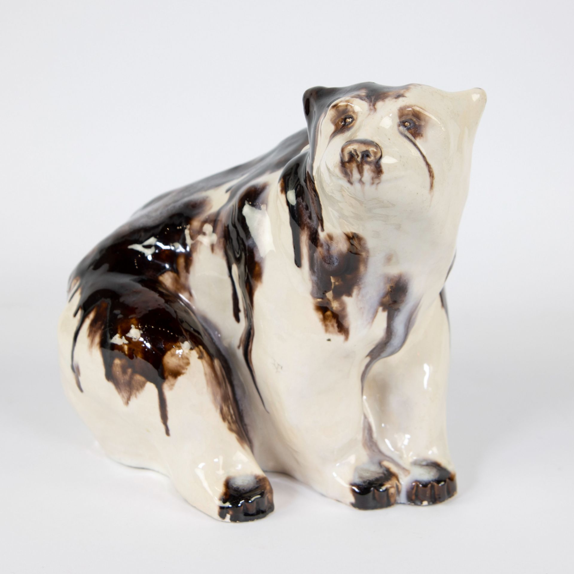 Bear in glazed earthenware signed Goffard