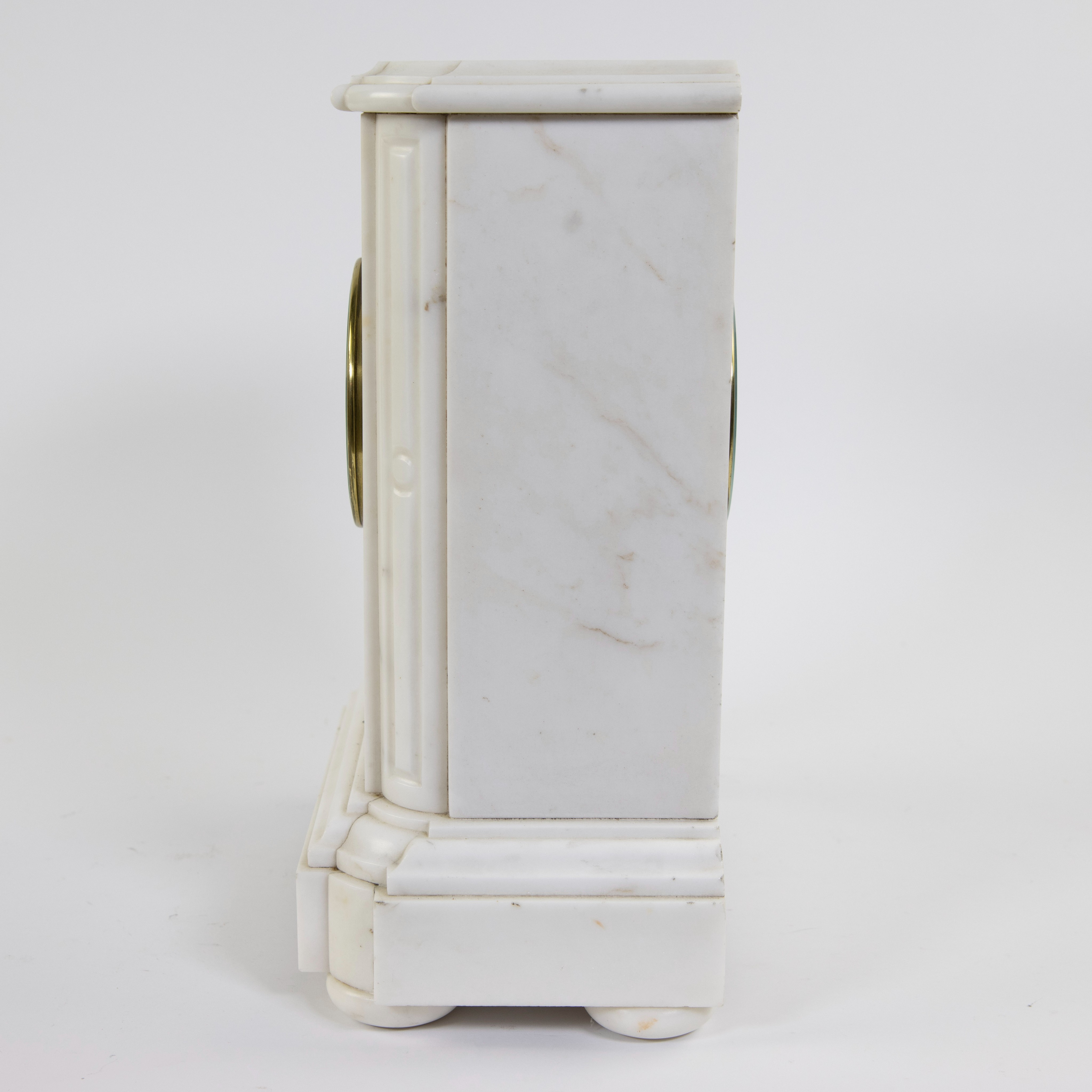 Antique white marble clock, French - Image 2 of 4