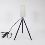 Vintage floor or table lamp with extendable tripod and white glass shade
