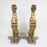 Pair of gilded wooden greyhounds