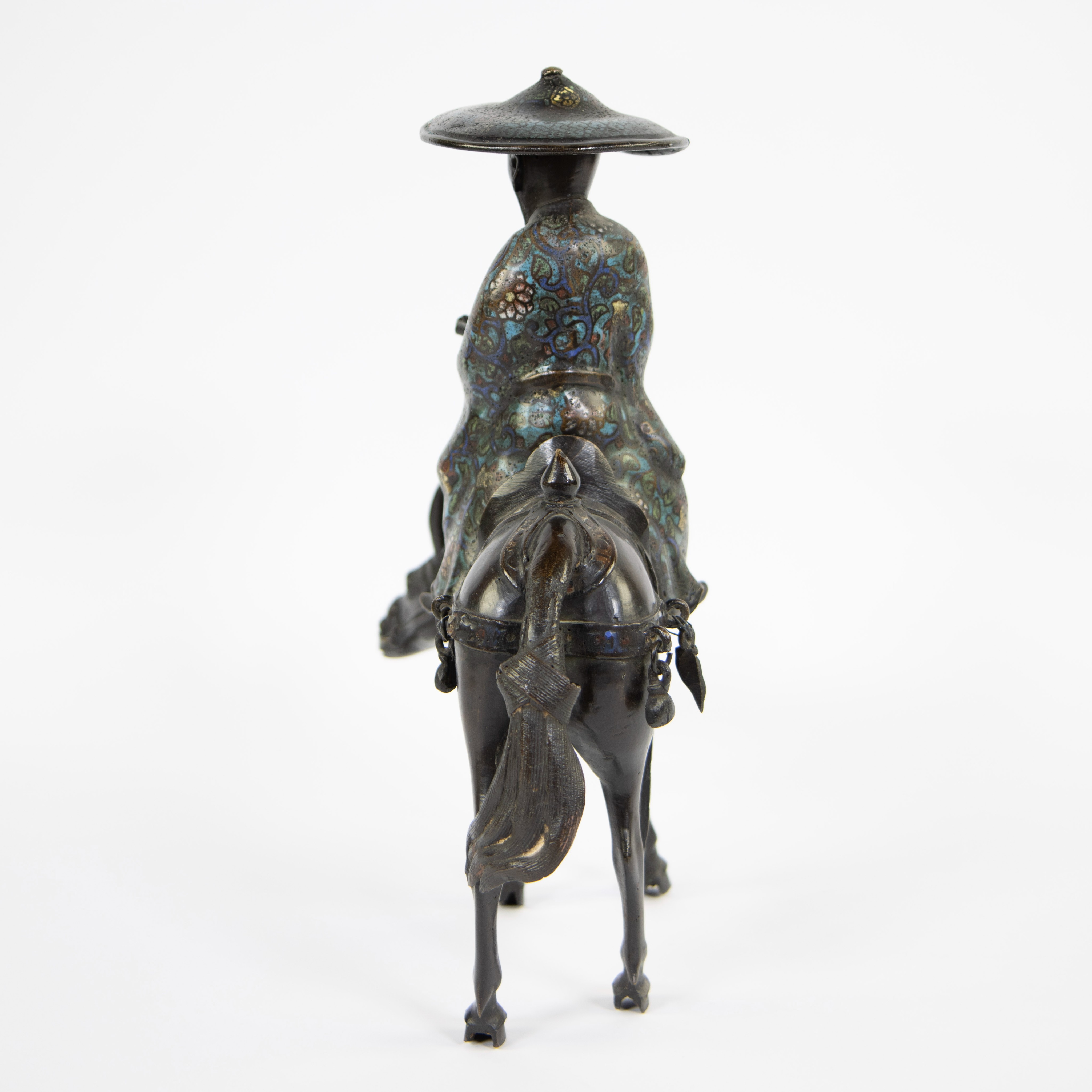 Japanese champlevé "Sage sur son âne" in bronze - Image 4 of 5