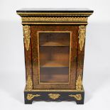 Small display cabinet Napoleon III style with black marble top. Enriched with imitation tortoise she