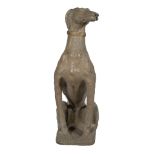 Large sitting greyhound in patinated stone