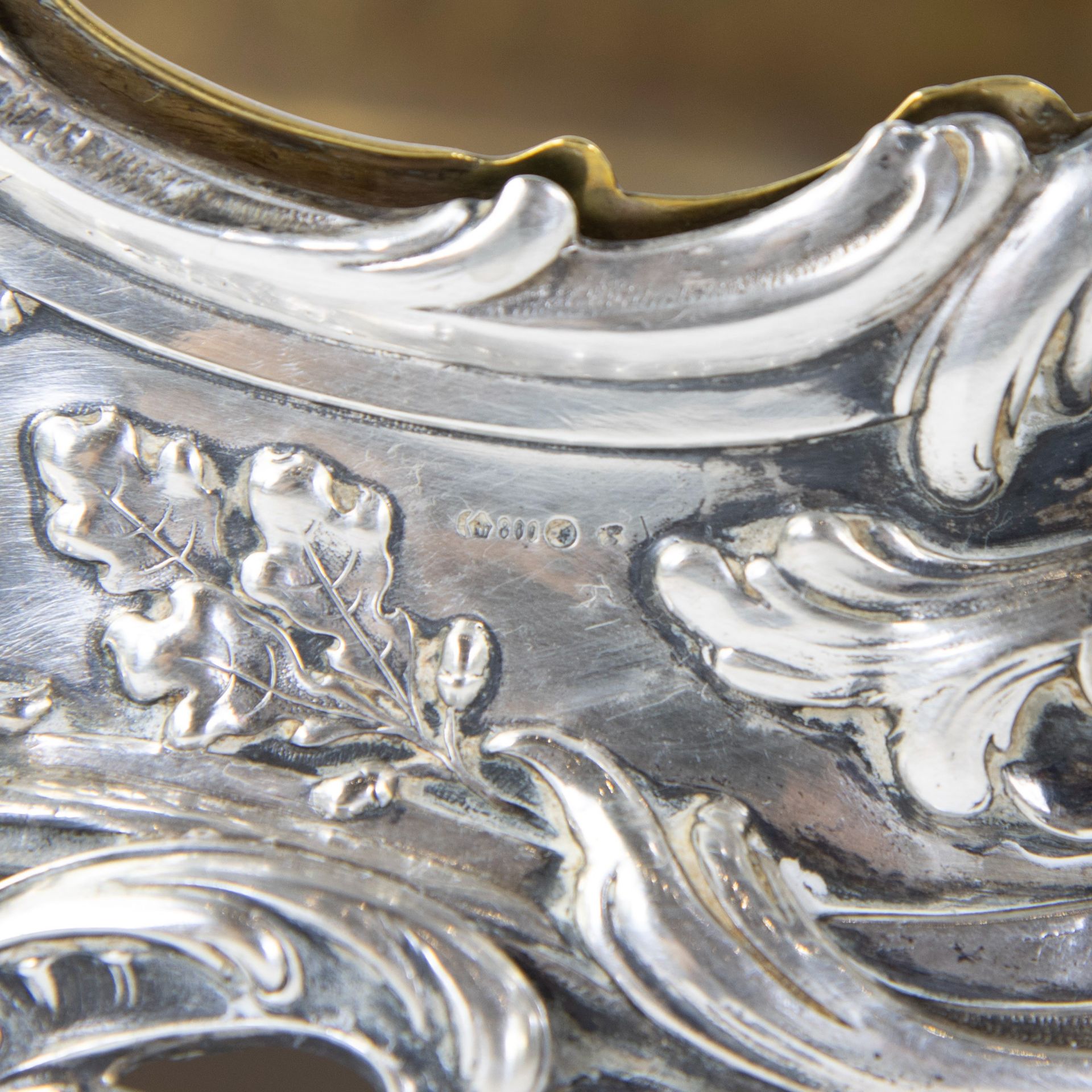 Silver center piece finely worked out with leaf motif, silver 800, hallmarks - Bild 6 aus 6