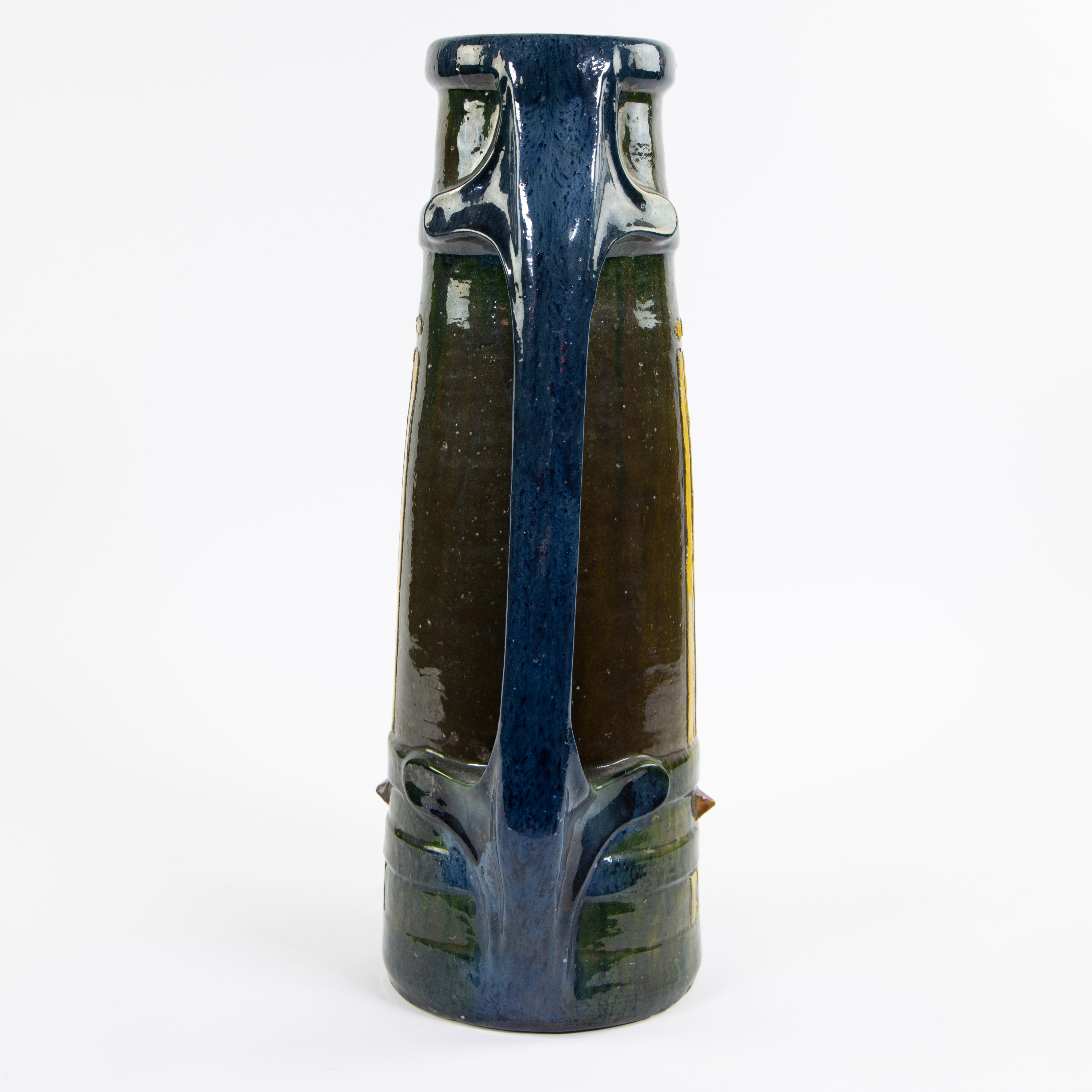 Stylized large Art Deco vase in Flemish pottery - Image 4 of 5