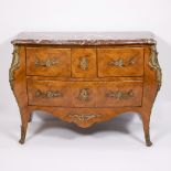 Chest of drawers with marble top d'époque, Louis XV, signed BORGHI, ca 1750