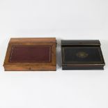 Lot of 2 19th century writing boxes, one Napoleon III inlaid with copper