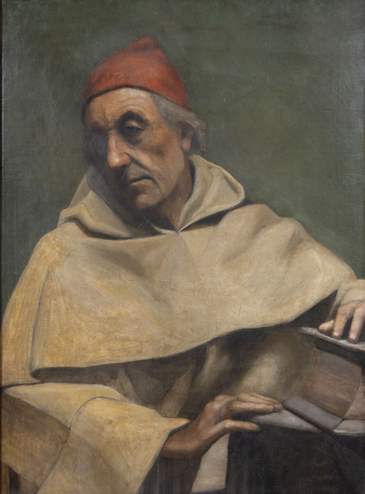 19th century oil on canvas Monk with bible, anonymous - Image 3 of 3