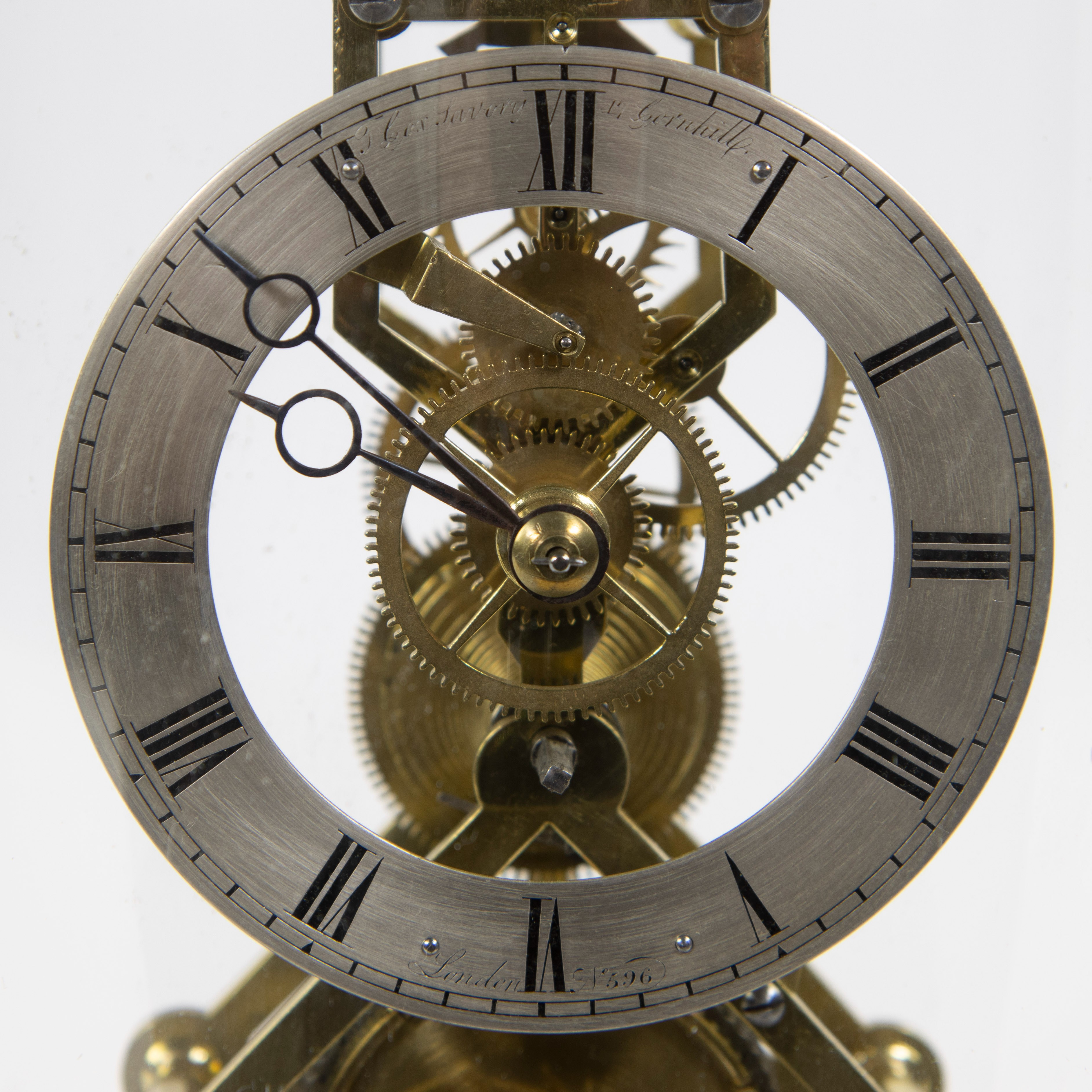 Skeleton clock under dome marked Cox Savery Cornhill n° 596 - Image 2 of 6