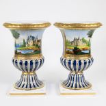 Pair of hand-painted porcelain vases signed Martin, French - Paris, circa 1900