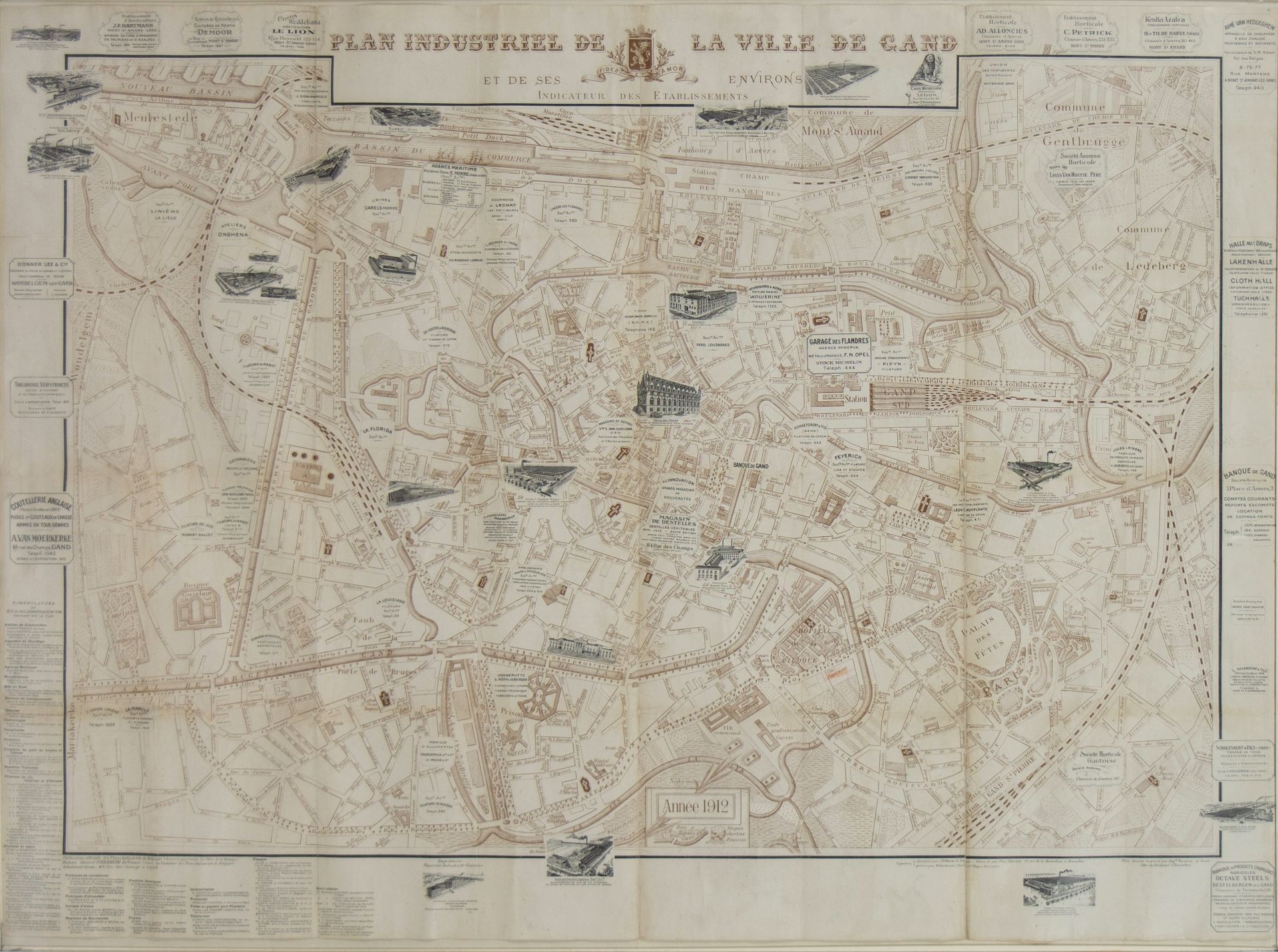 Industrial plan of the city of Ghent and its surroundings, year 1912d.