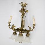 Gilt bronze chandelier decorated with dragons and griffins