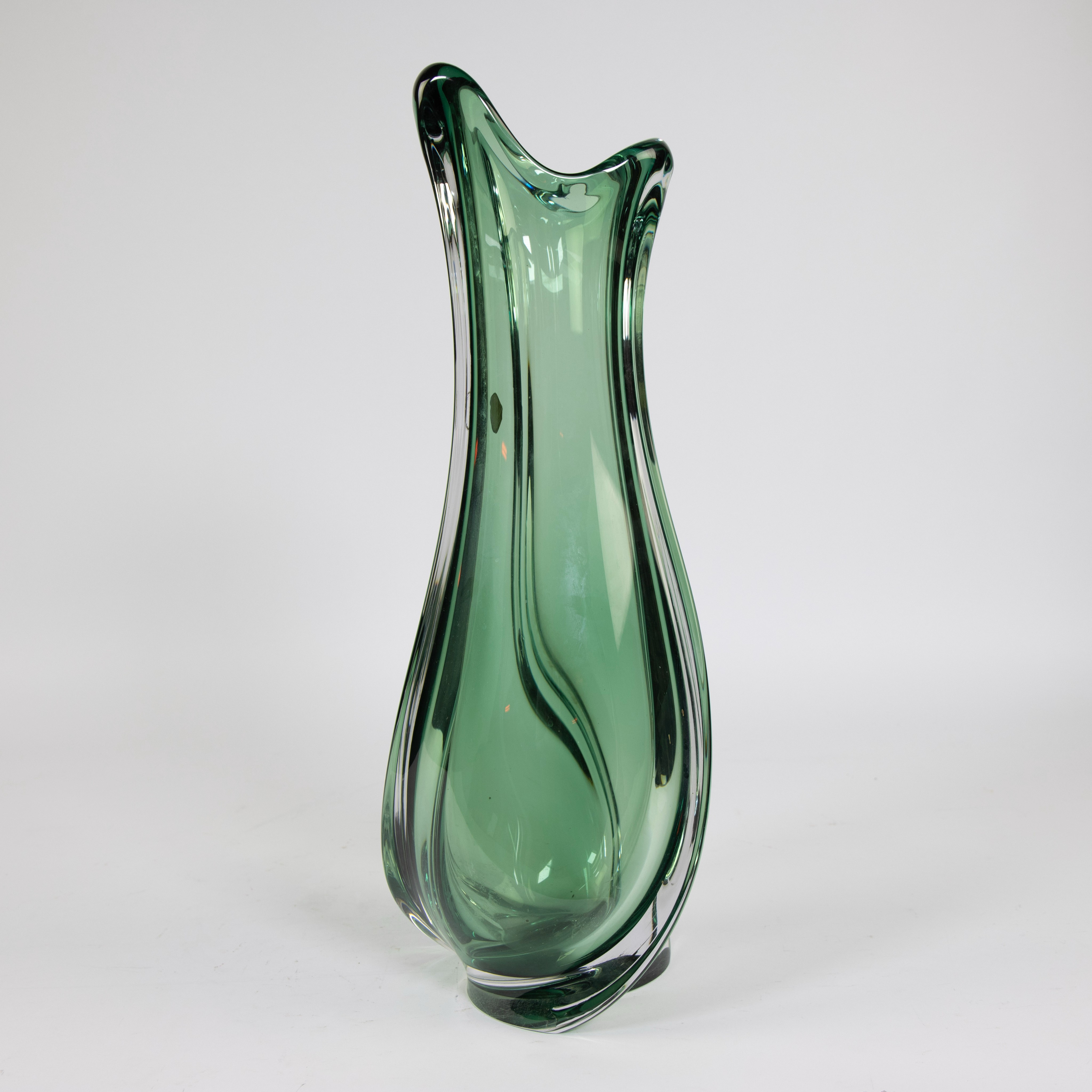 Val Saint Lambert green vase 1960s with original label - Image 3 of 4