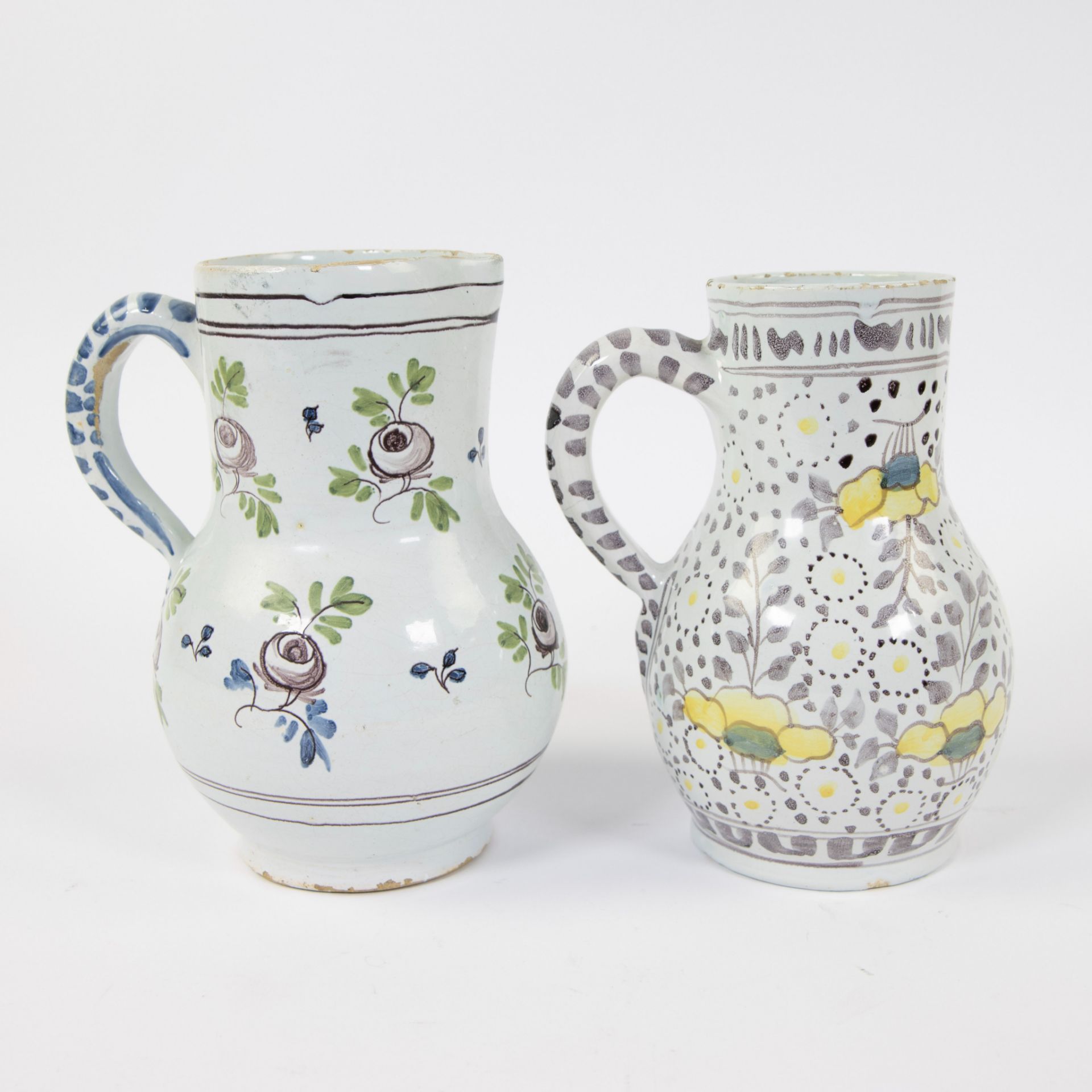 2 jugs with polychromy in faience 18th century - Image 3 of 5