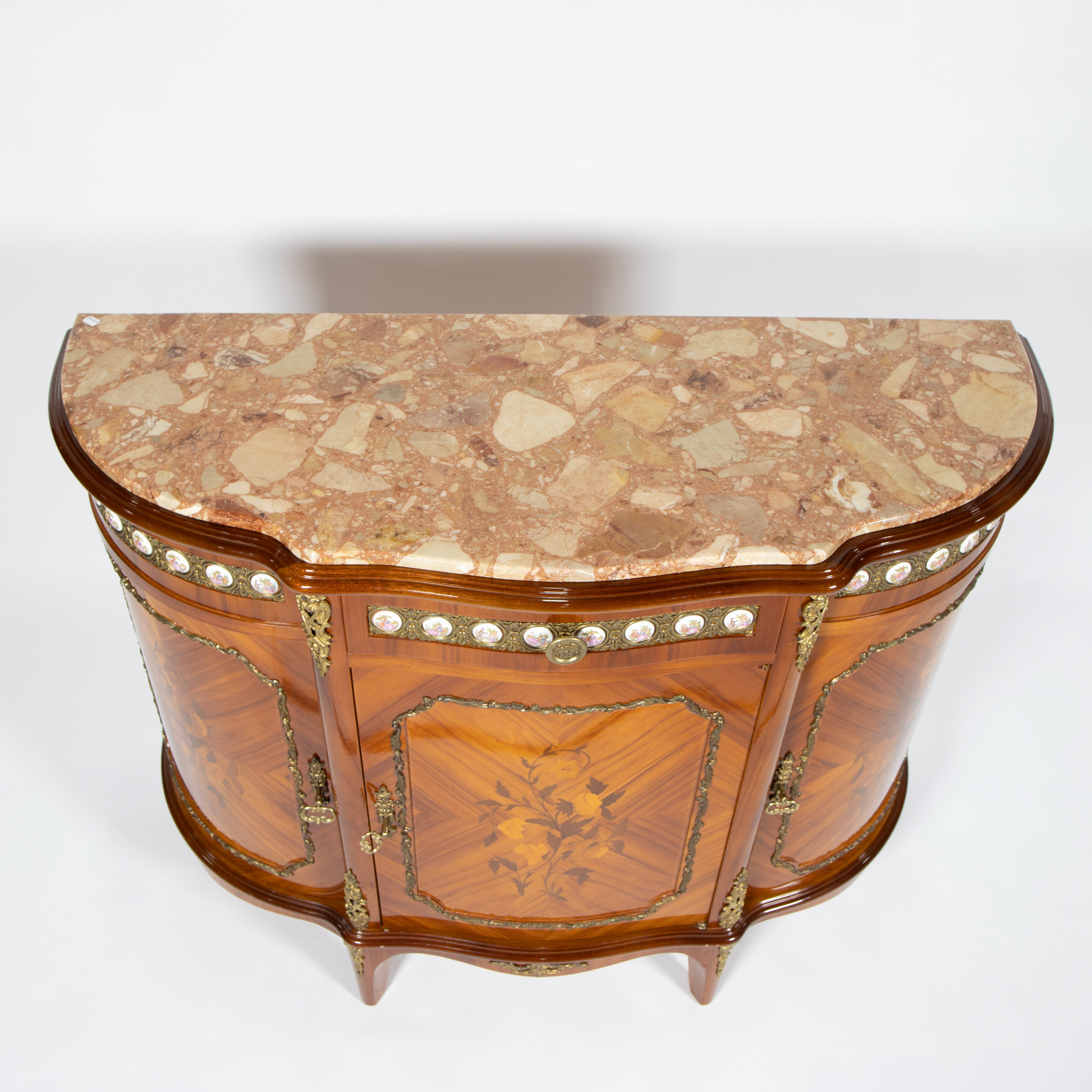 Cabinet style Louis XV with imitation marquetry, bronze fittings and marble top - Image 2 of 4