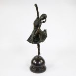 Bronze statue of a female danser after Chiparus, signed