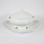 Large white tureen in Limoges GIRAUD faience, marked.