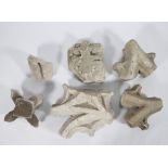 Archaeology, collection of white stone Gothic ornaments
