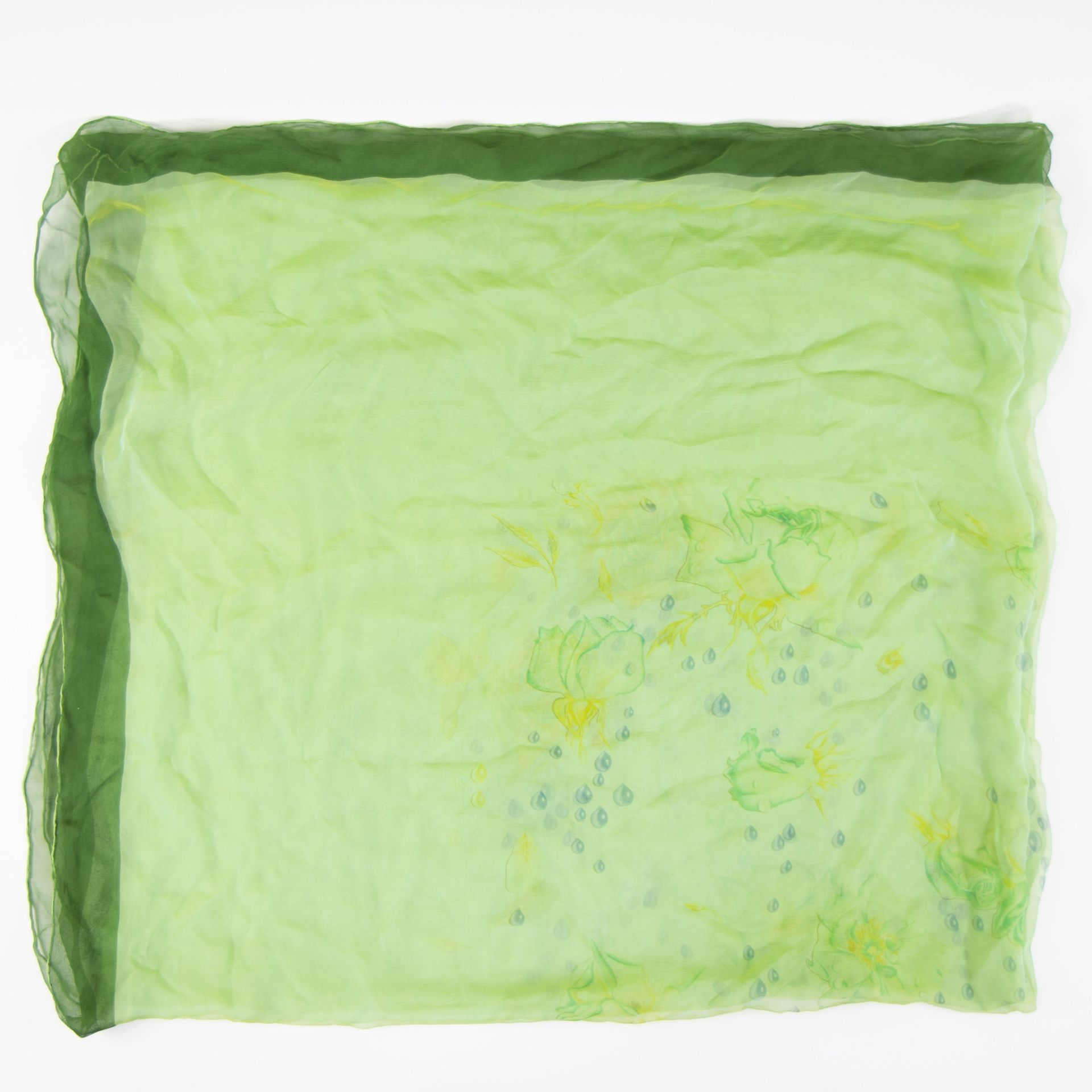 HERMES green muslin scarf, signed
