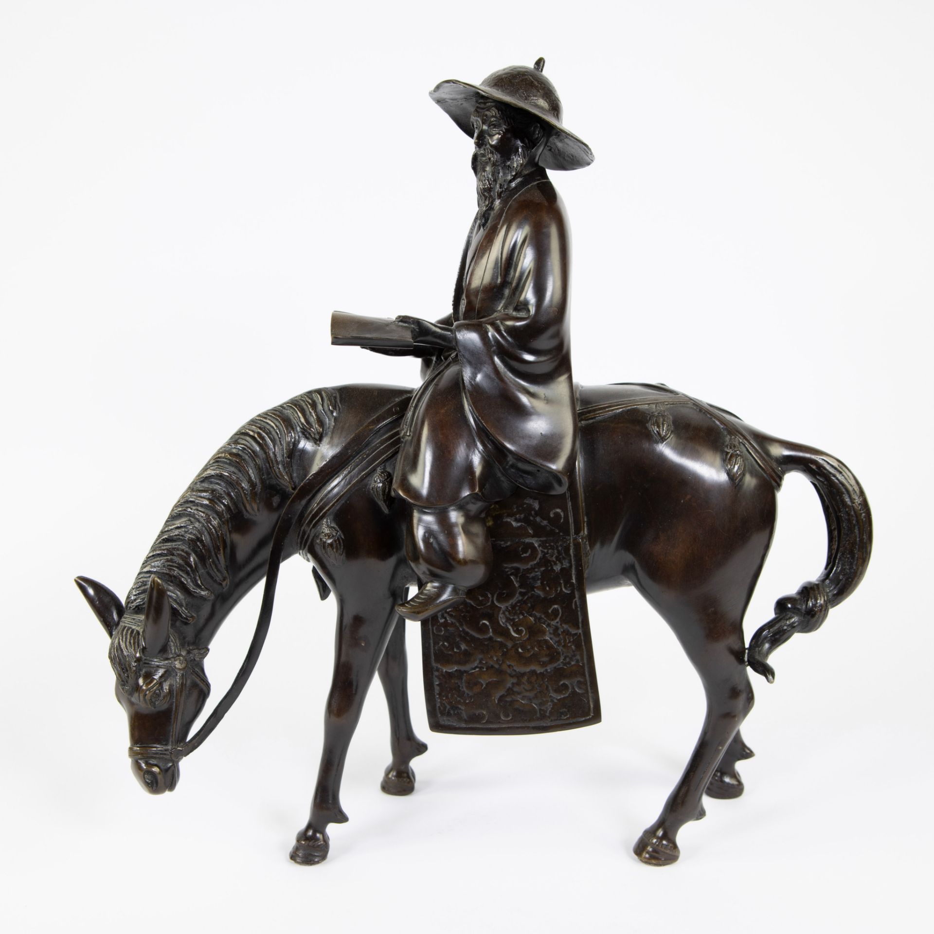 Bronze Toba and his mule, Japanese - Image 2 of 5